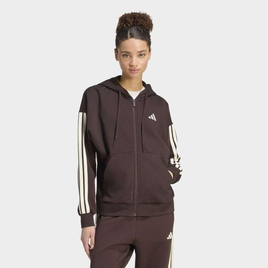 adidas Chaqueta De Felpa Con Capucha Y Cremallera Essentials 3 Stripes