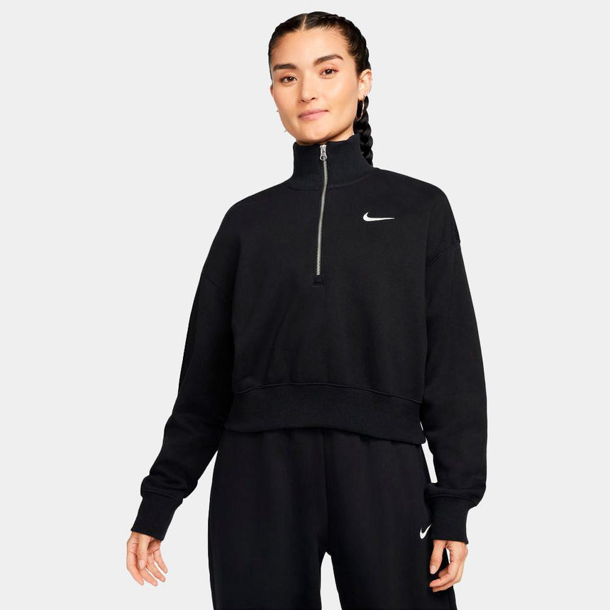 Sudadera Corta Nike Sportswear Phoenix Fleece Con Diseño De Cremallera De 1/4 - Mujer