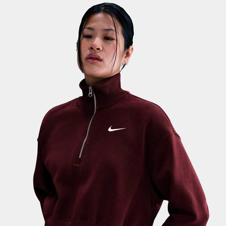 Sudadera Corta Nike Sportswear Phoenix Fleece Con Diseño De Cremallera De 1/4 - Mujer