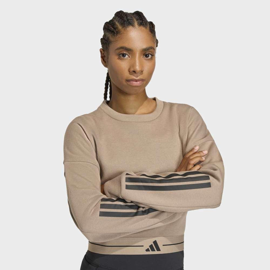 adidas Sudadera Hyperglam 3-Stripes Cropped Crewneck